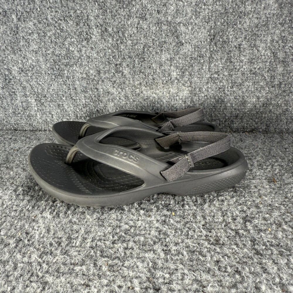 Crocs Flip Flop Sandals Toddler Kids 11 Gray Slingback Comfort Beach - Picture 4 of 10